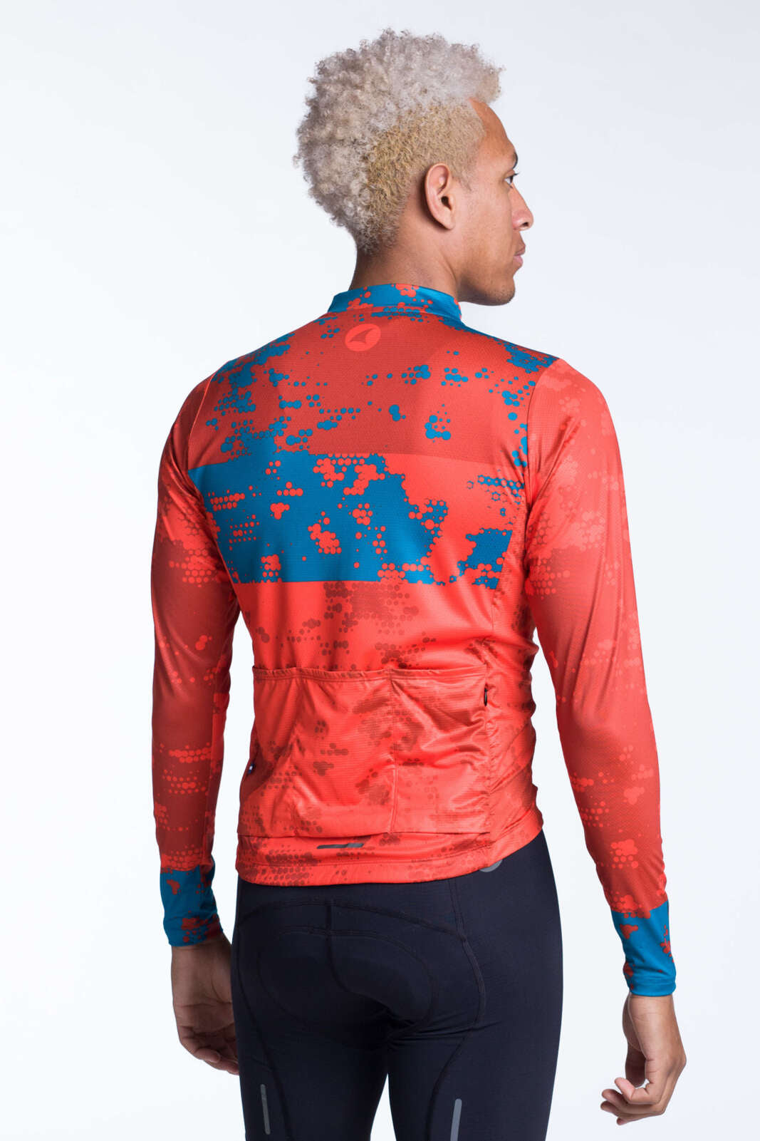 Men's Red Long Sleeve Cycling Jersey - Ascent Back View