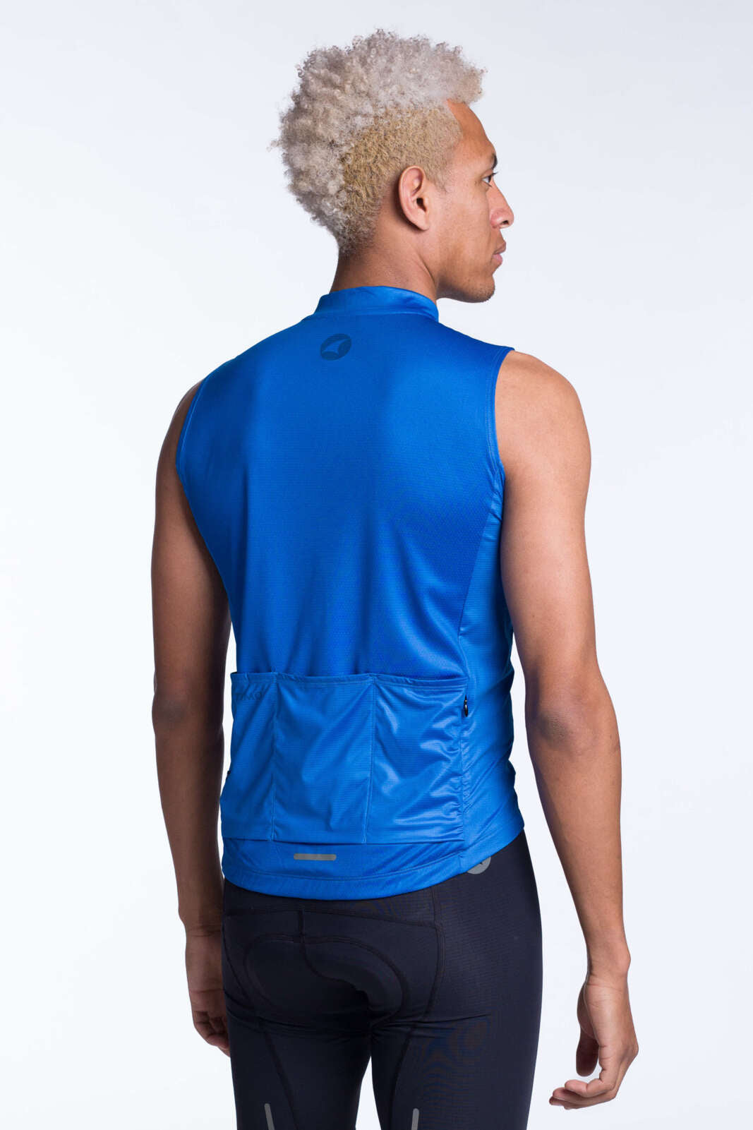 Men's Blue Sleeveless Cycling Jersey - Back View #color_atlantic-blue