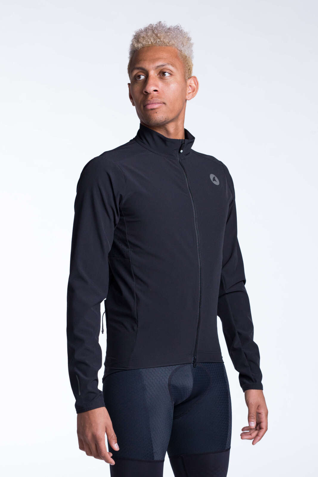 Men's Packable Cycling Jacket - Summit Shell Front View #color_black