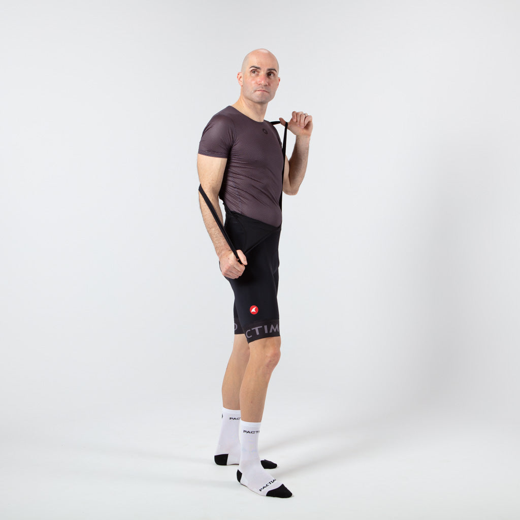 Men's Lightweight Short Sleeve Cycling Base Layer - On Body Right View #color_charcoal