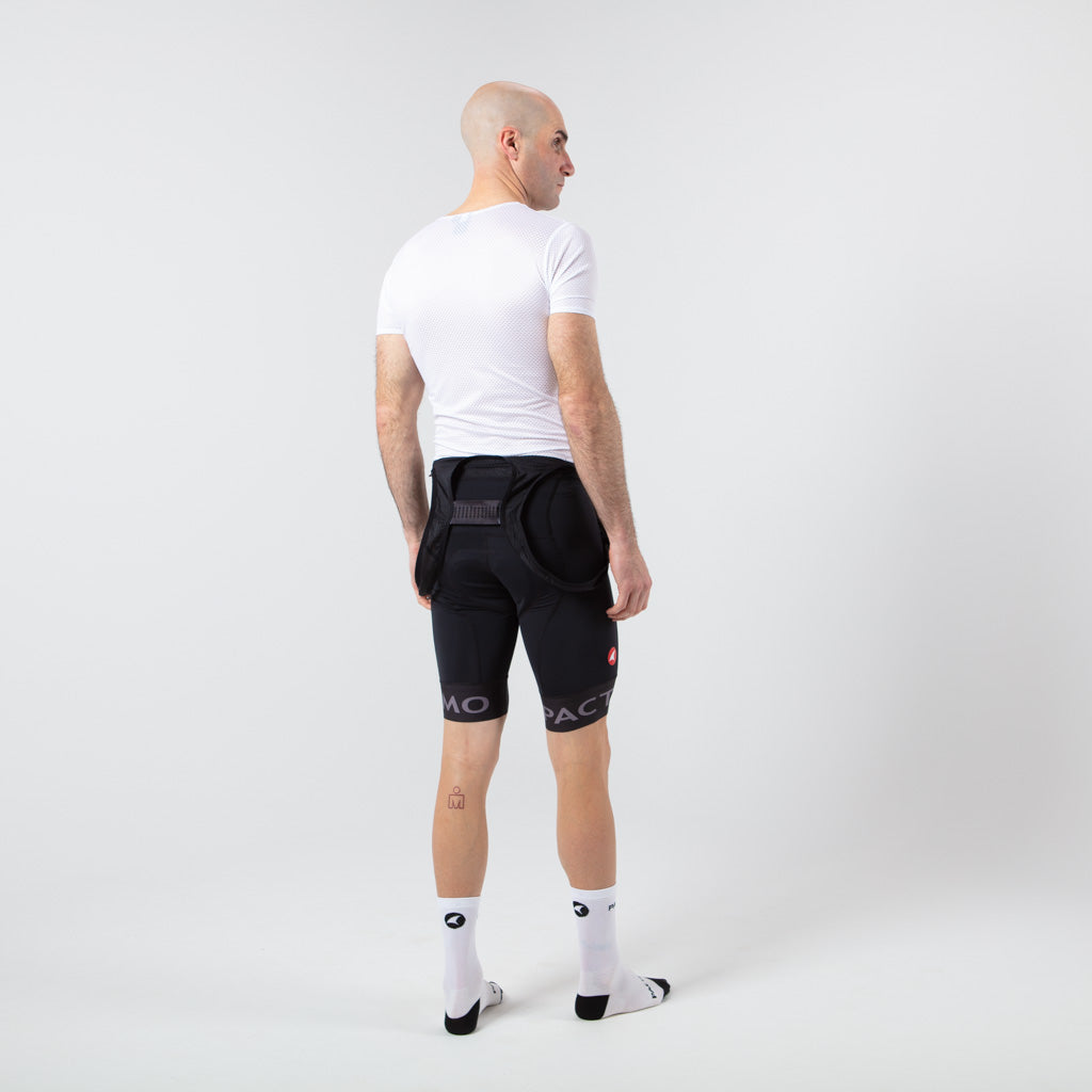 Men's Lightweight Short Sleeve Cycling Base Layer - On Body Back View #color_white