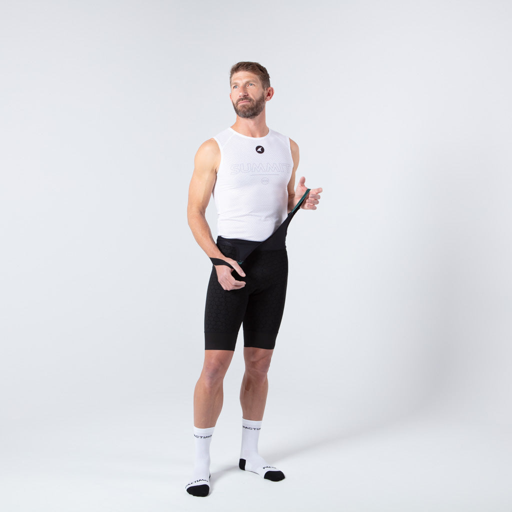 Men's Sleeveless Mesh Cycling Base Layer - On Body #color_white