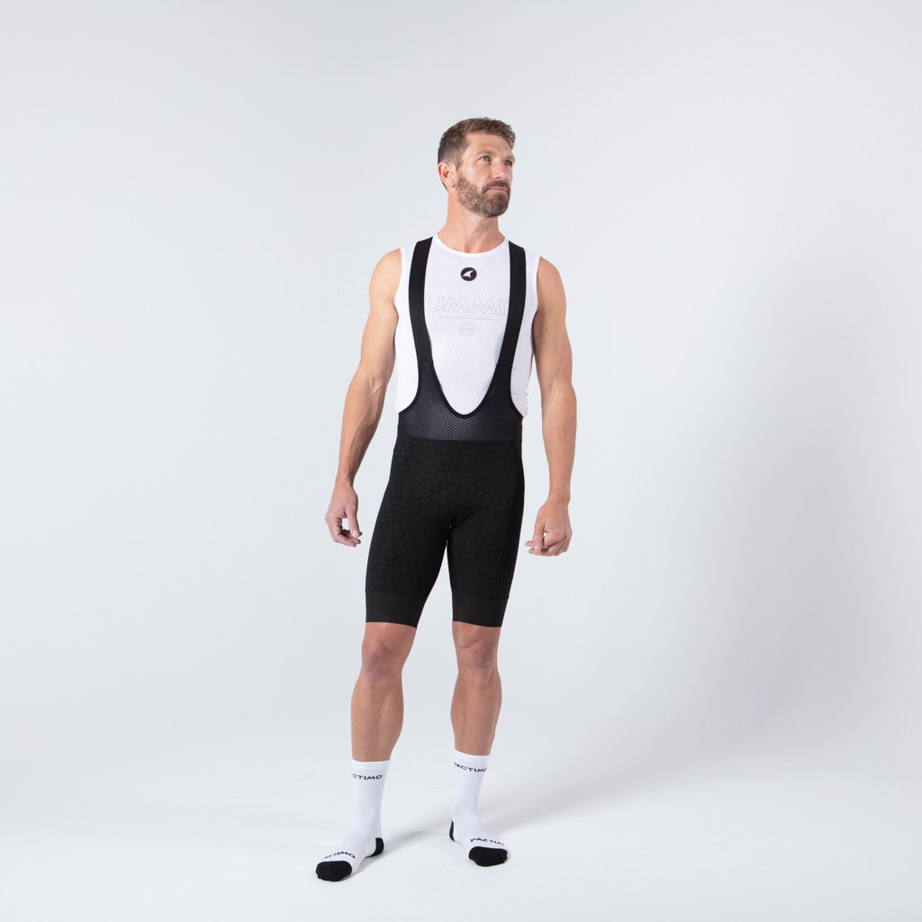 Men's Sleeveless Mesh Cycling Base Layer - On Body Front View #color_white