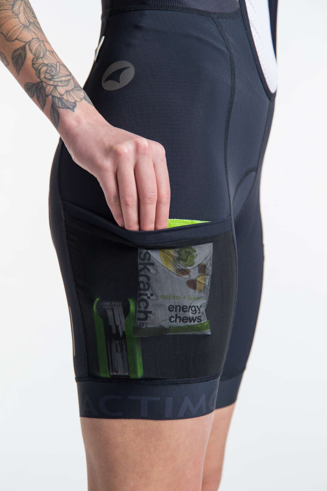 Women's Bike Shorts with Pockets - Mesh Thigh Pocket #color_black