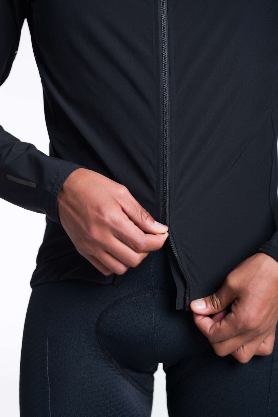 Men's Packable Cycling Jacket - Summit Shell Two Way Zipper #color_black