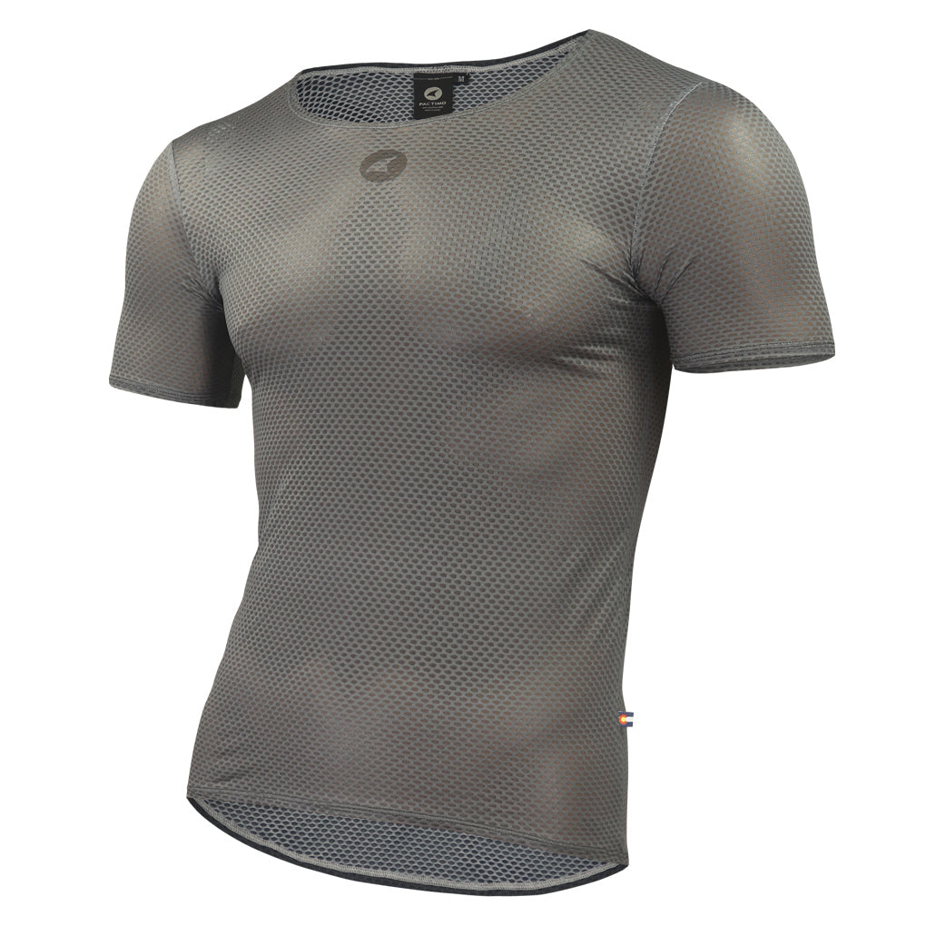 Men's Lightweight Short Sleeve Cycling Base Layer - Front View #color_charcoal