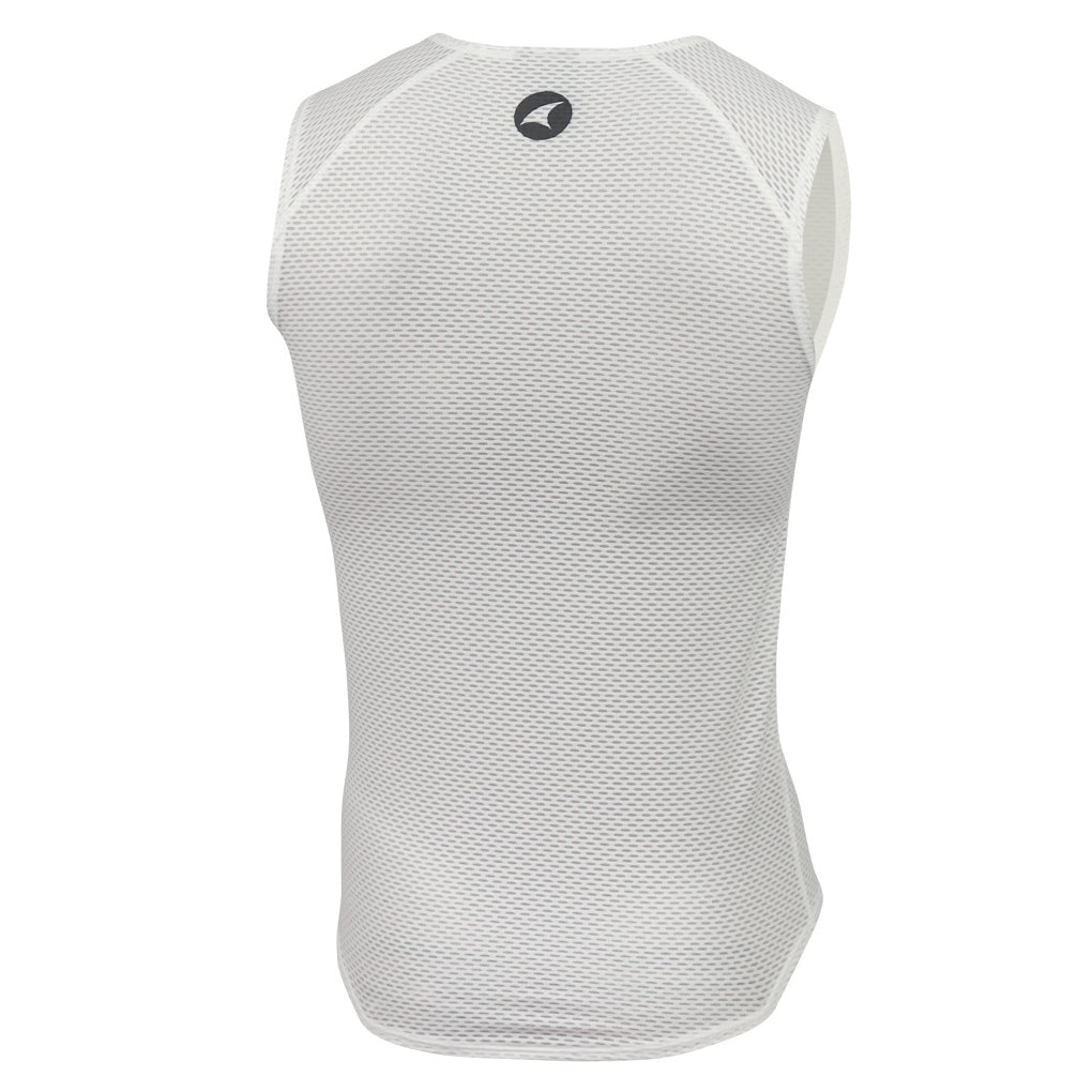 Men's Sleeveless Mesh Cycling Base Layer - Back View #color_white