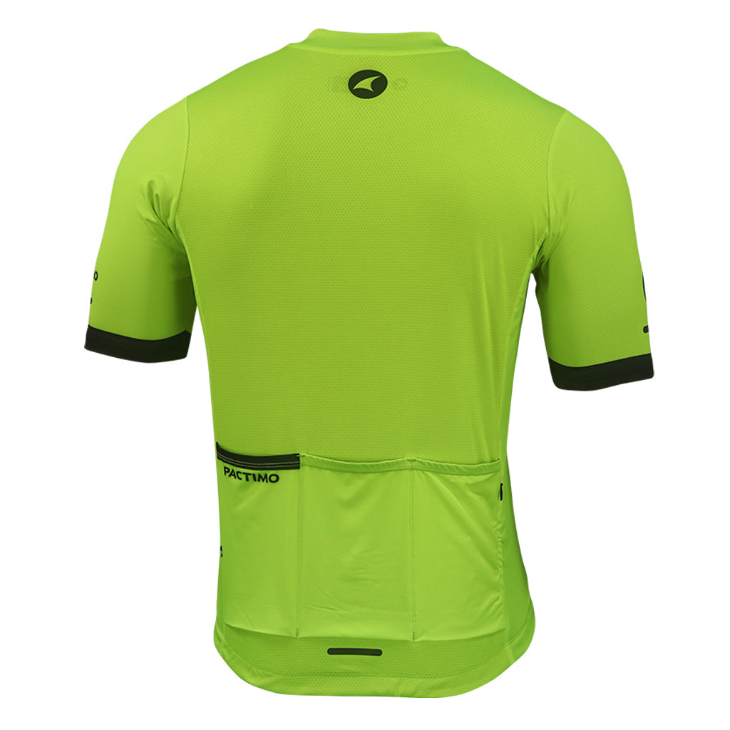 Loose Fit Cycling Jersey for Men Back View #color_manic-yellow