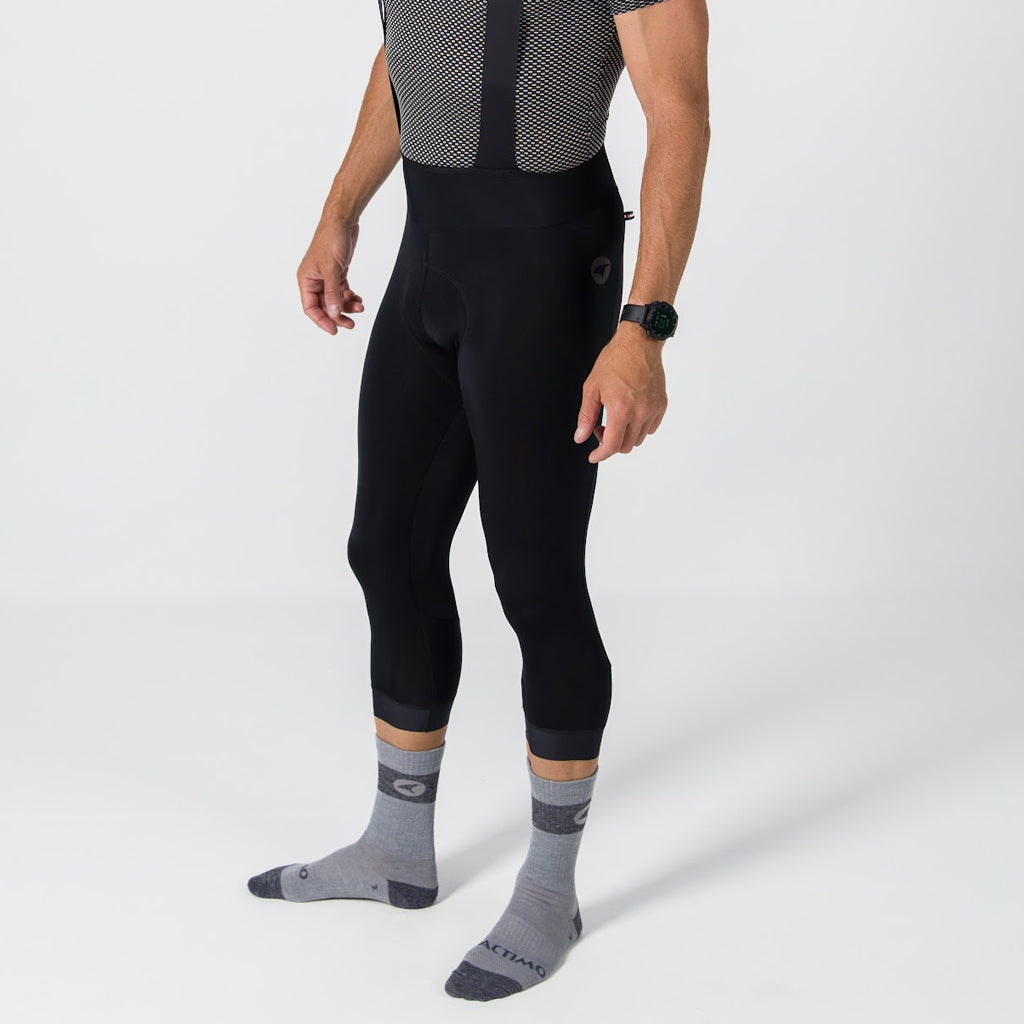 Men's Water-Repelling 3/4 Thermal Cycling Bib Tights - On Body Side View