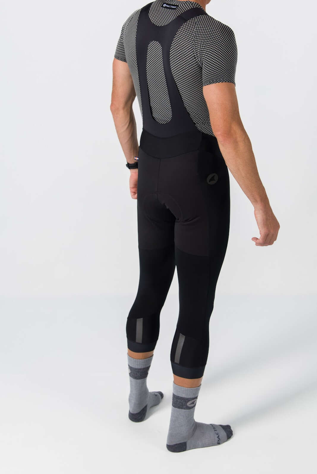 Men's Water-Repelling 3/4 Thermal Cycling Bib Tights - On Body Back View