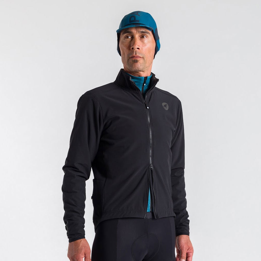 Men's Thermal Cycling Jacket - Alpine Front Side View #color_black