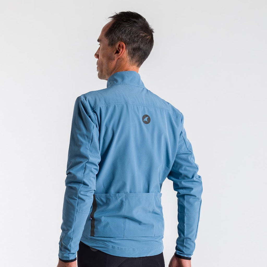Men's Thermal Cycling Jacket - Alpine On Body Back View #color_dusty-blue