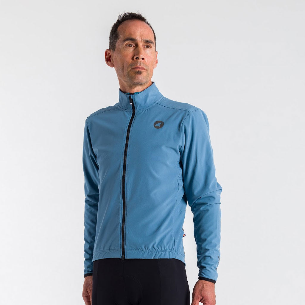 Men's Thermal Cycling Jacket - Alpine On Body Front View #color_dusty-blue