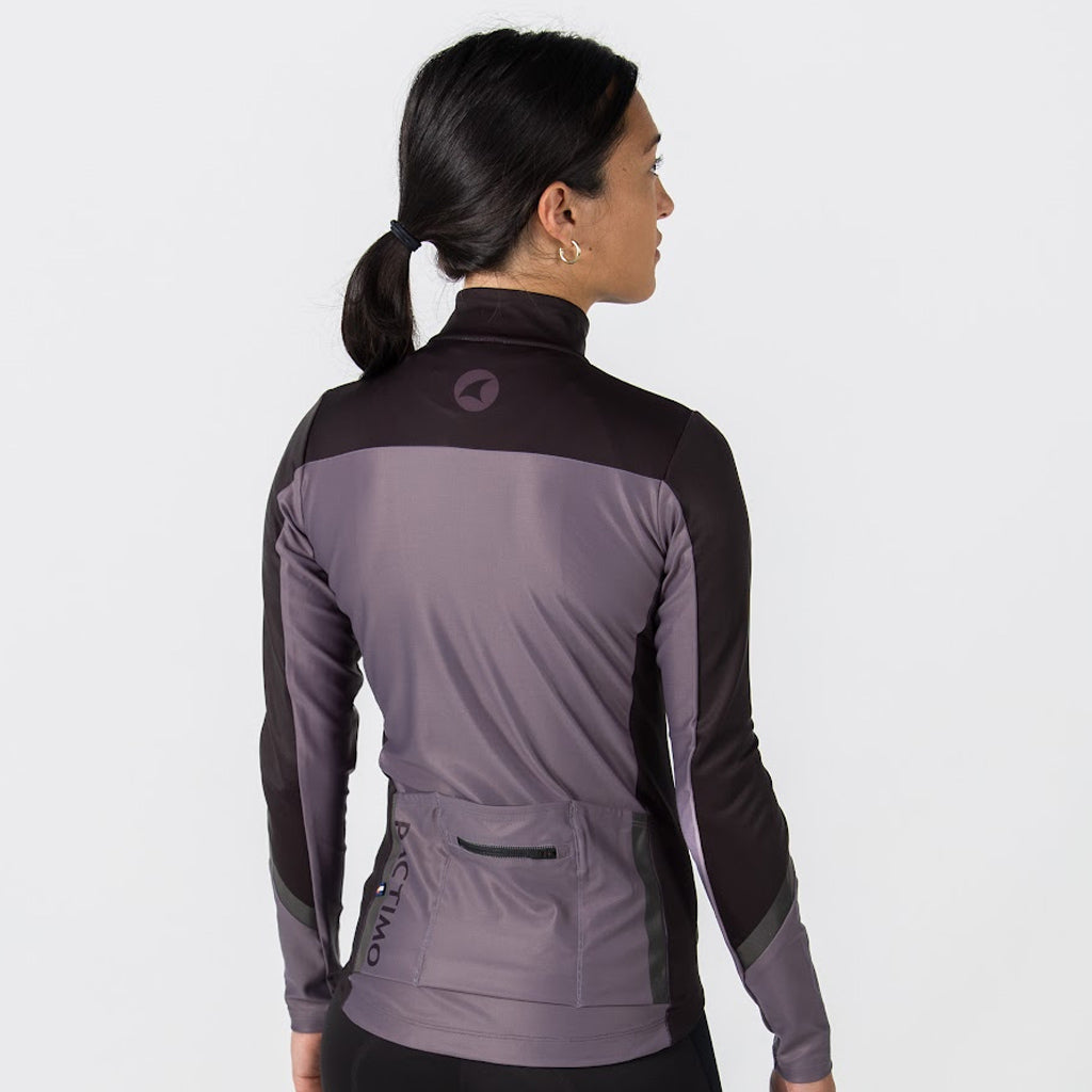 Women's Water-Resistant Thermal Cycling Jersey - On Body Back View #color_black