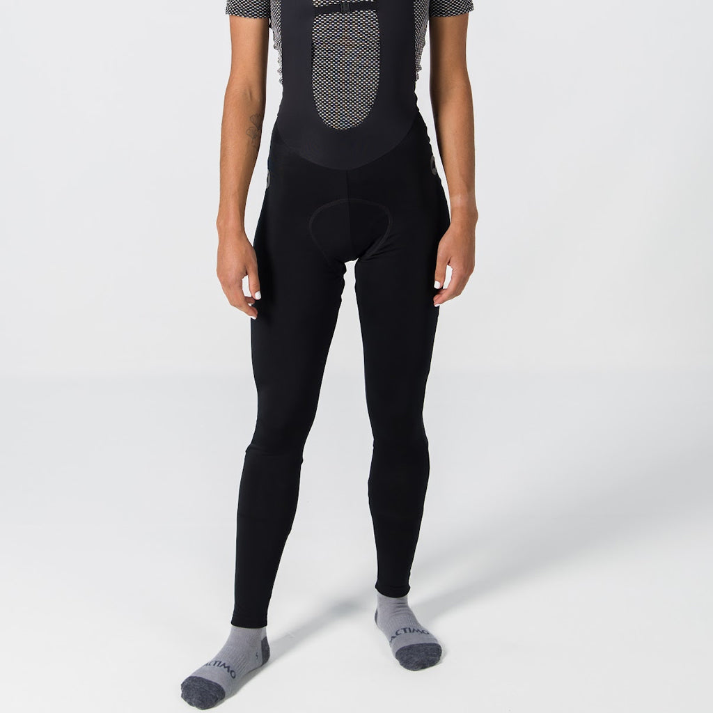 Women's Water-Repelling Thermal Cycling Bib Tights - On Body Front View