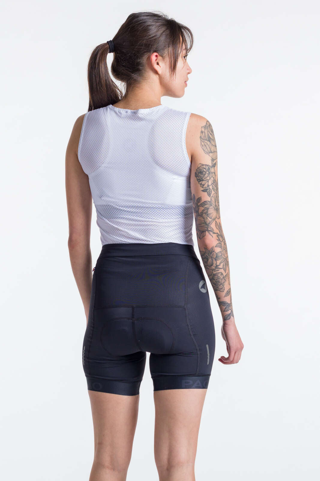 Women's Padded Bike Shorts - Back View #color_black