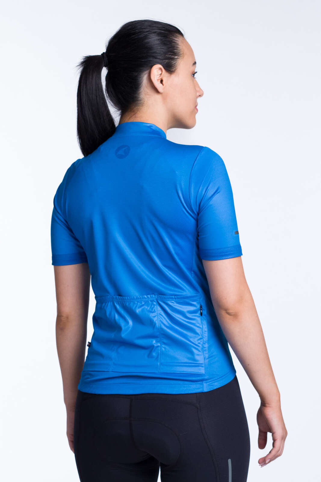 Women's Blue Bike Jersey - Ascent Back View #color_lapis-blue